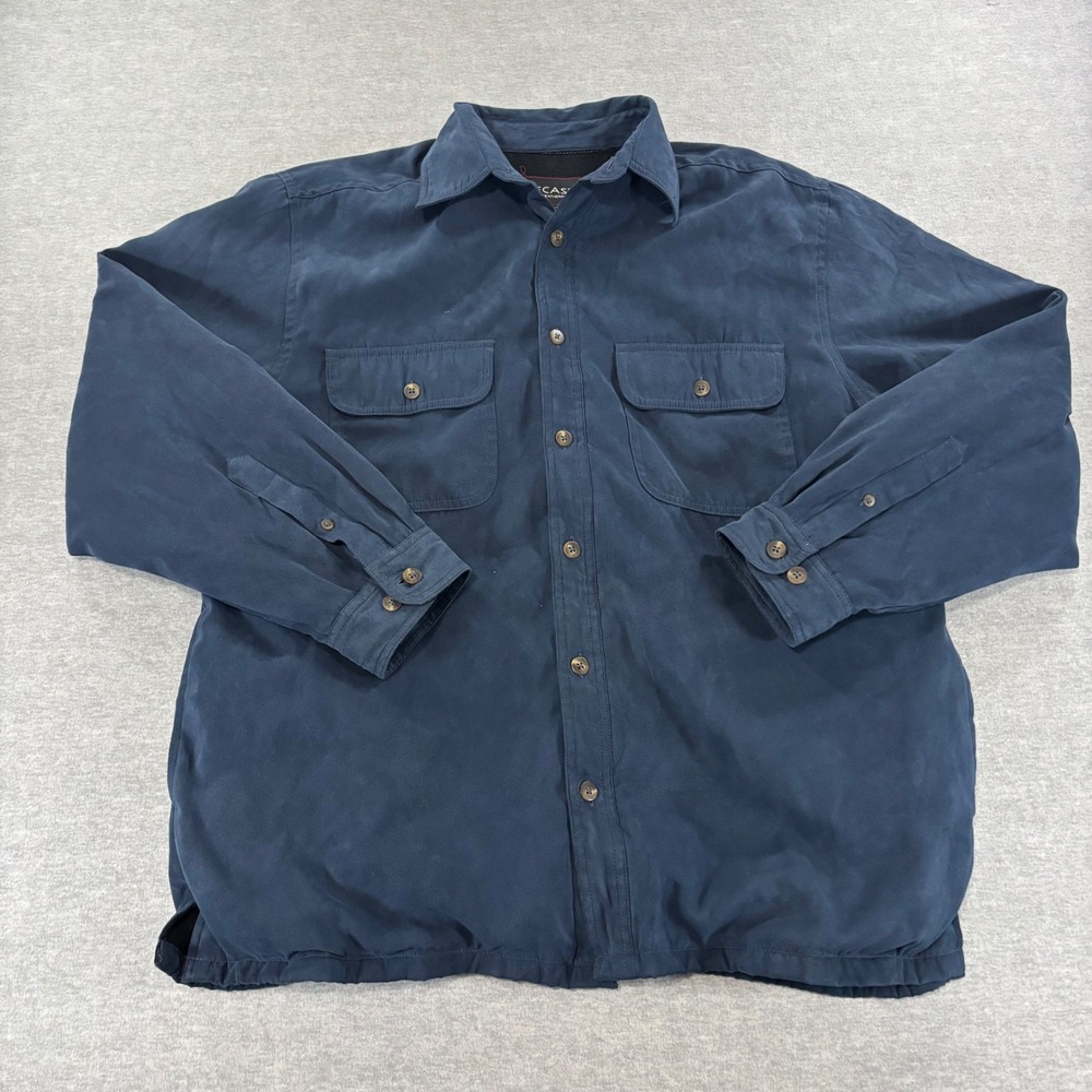Forecast by Weatherproof Mens Med Navy Blue Fleece Lined Shirt Jacket WPL11590